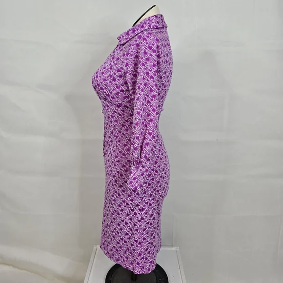VTG 60's-70's Homemade Floral Geometric Long Sleeve Button Down Dress Sz S - Picture 5 of 14